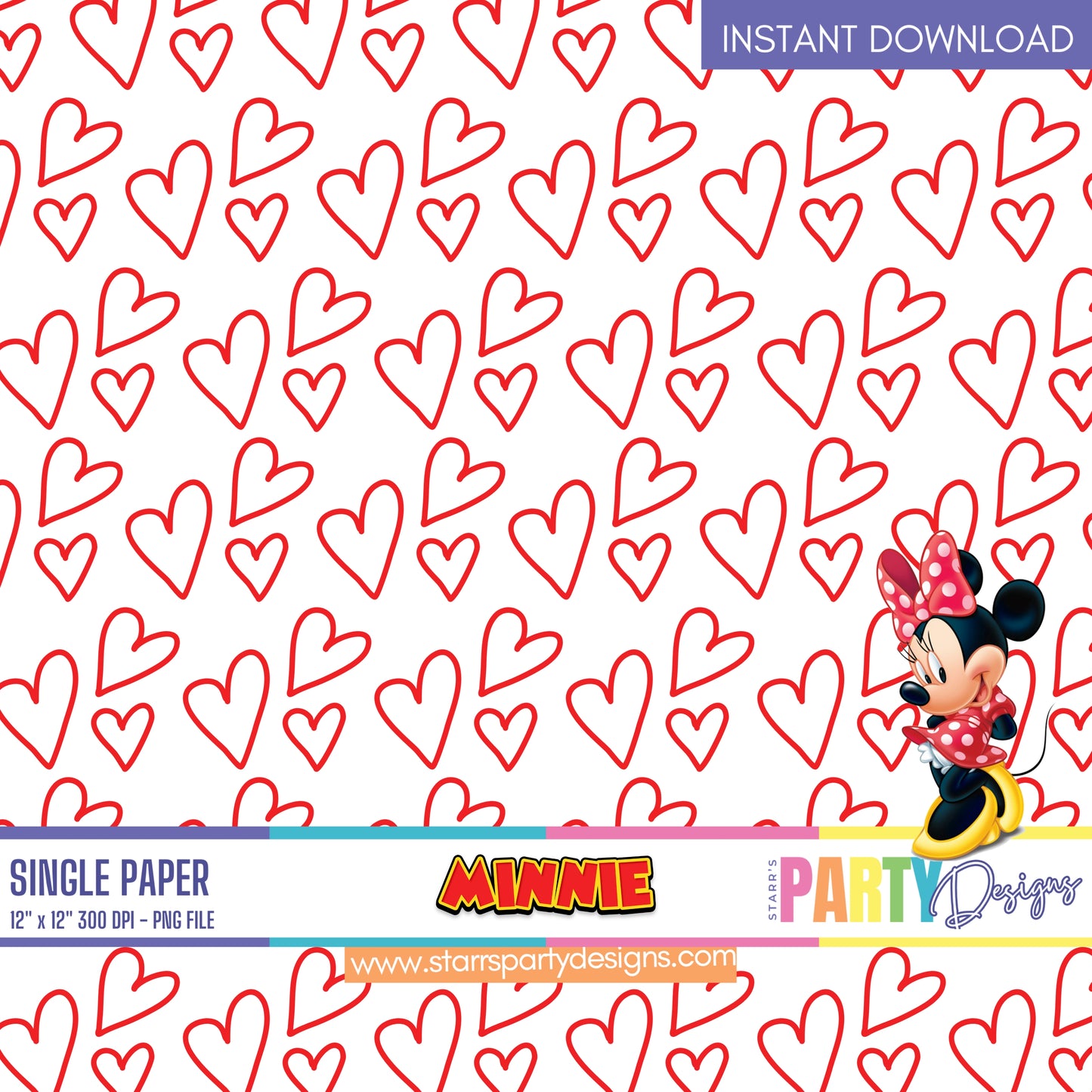 PAPEL DIGITAL 1 DE MINNIE MOUSE ROJO