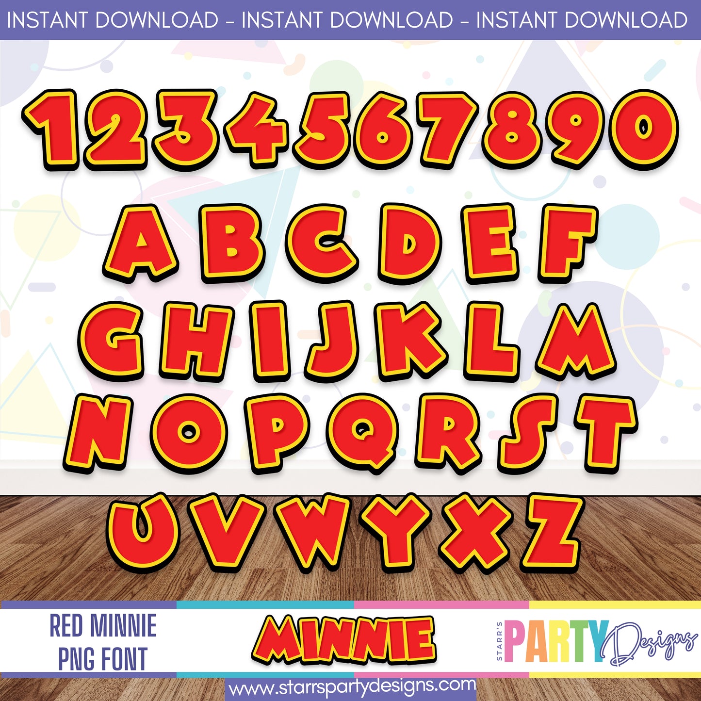 MINNIE MOUSE RED PNG FONT