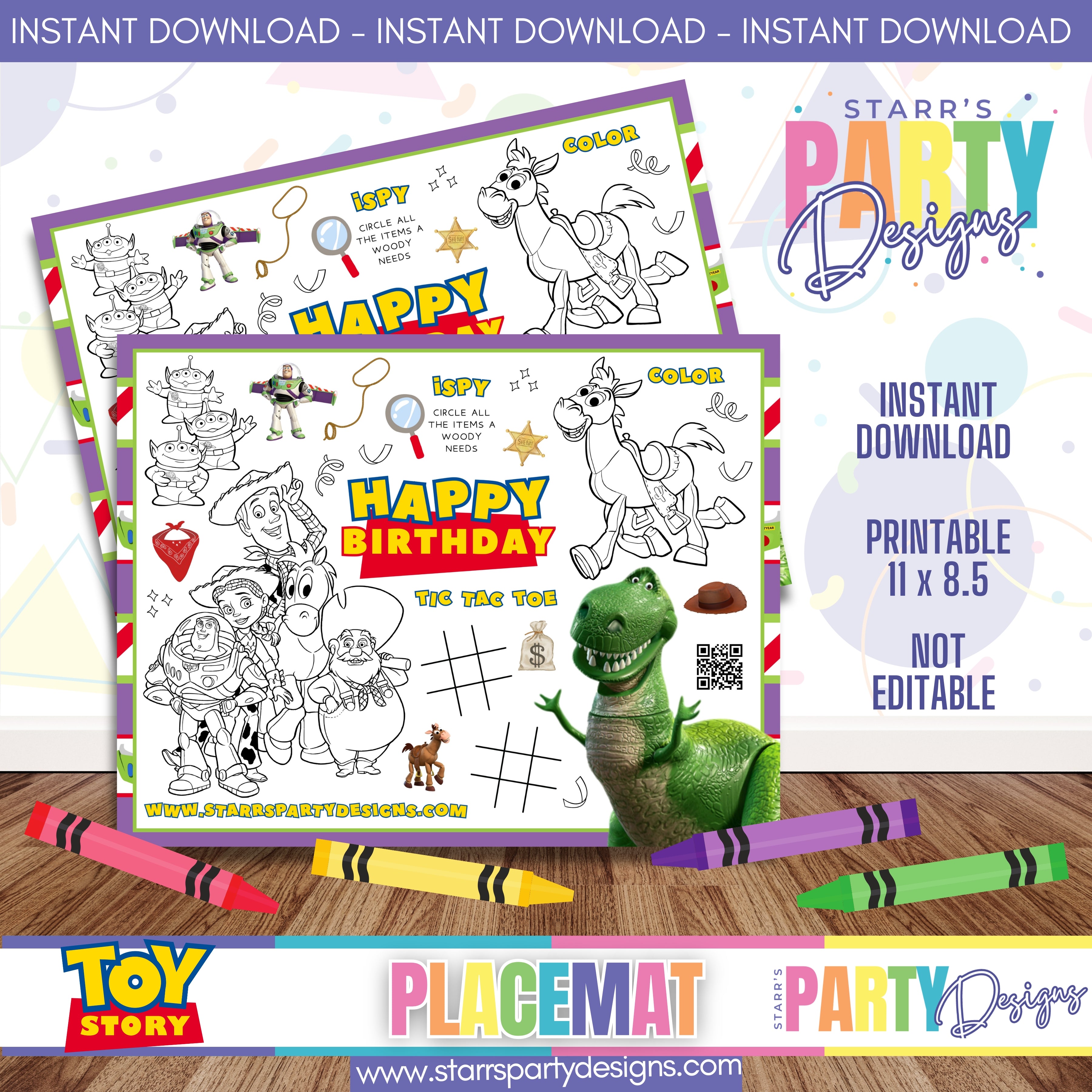 PLACEMAT ACTIVITY SHEET | TOY STORY B2 – Starr's Party Designs