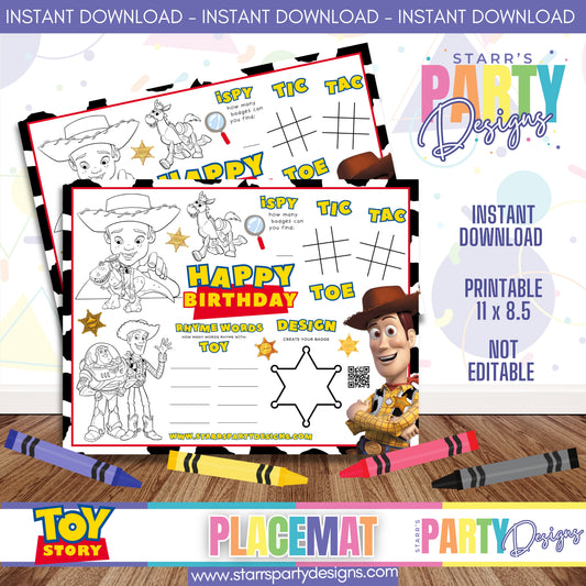 PLACEMAT ACTIVITY SHEET | TOY STORY B1