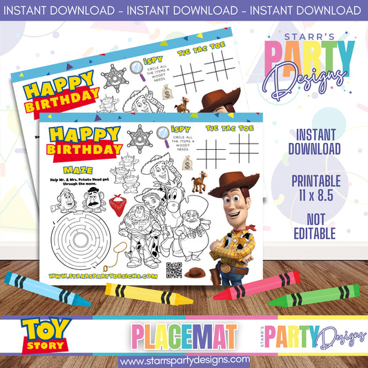 PLACEMAT ACTIVITY SHEET | TOY STORY A2