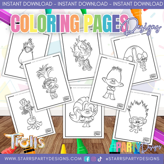TROLLS COLORING PAGES