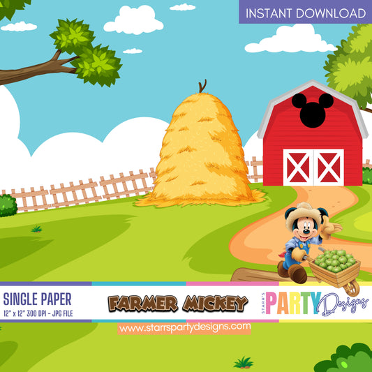 ESCENA EN GRANJA CON MICKEY PAPEL DIGITAL